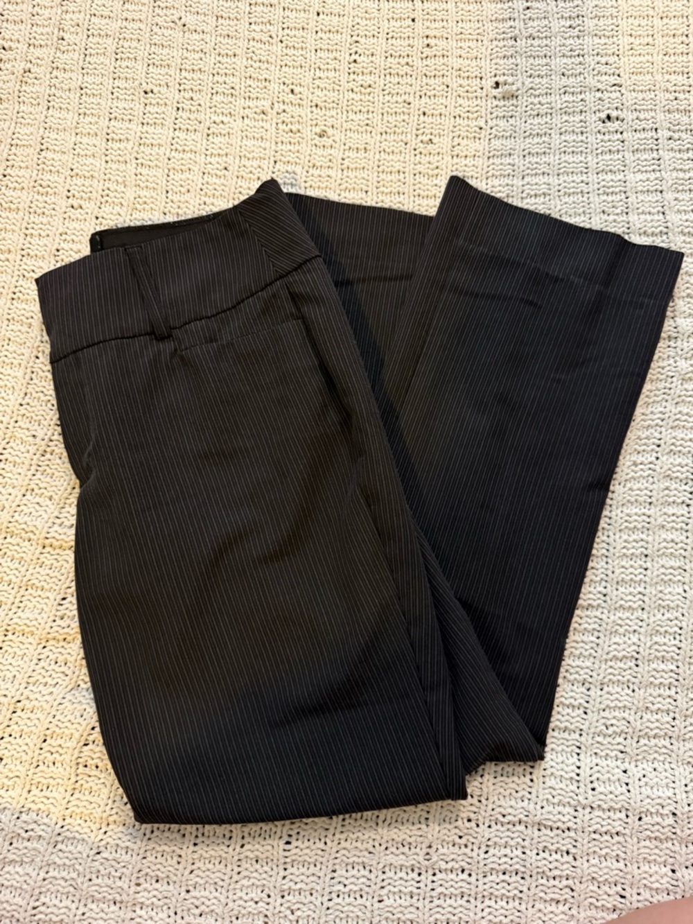 Classic Black Pinstriped Dress Pants
